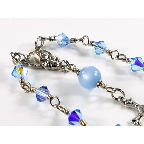 Mary Jesus One Decade Rosary, Moonglow Bead, Wire Wrapped - Picture 8 of 10